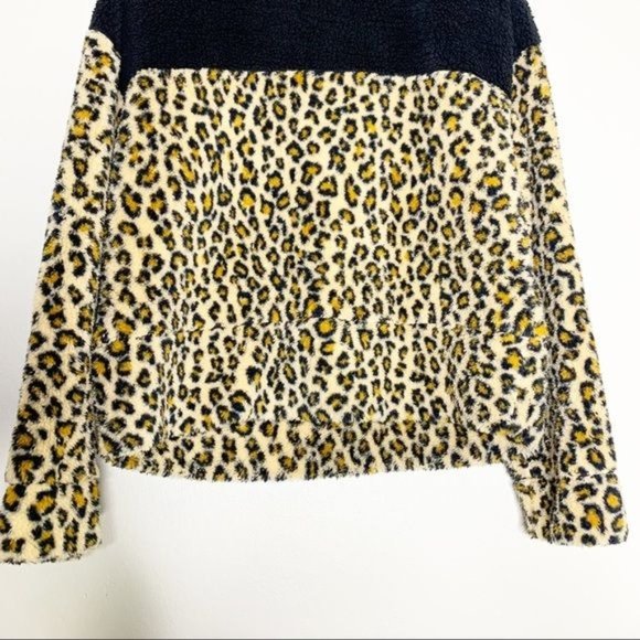 NWT BP. Leopard Print Colorblock Fleece Lng Sleeve Half Zip Pullover Small - Picture 8 of 11